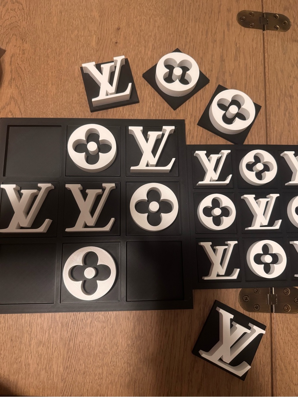 LARGER Black & White Tic Tac Toe Board : Coffee Table Game - Picture 3 of 5